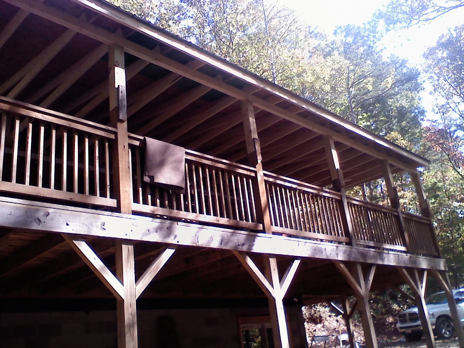 Timber framing under a new elevated porch and deck — Roof Leak Repair in Brazoria by Roofing Brothers